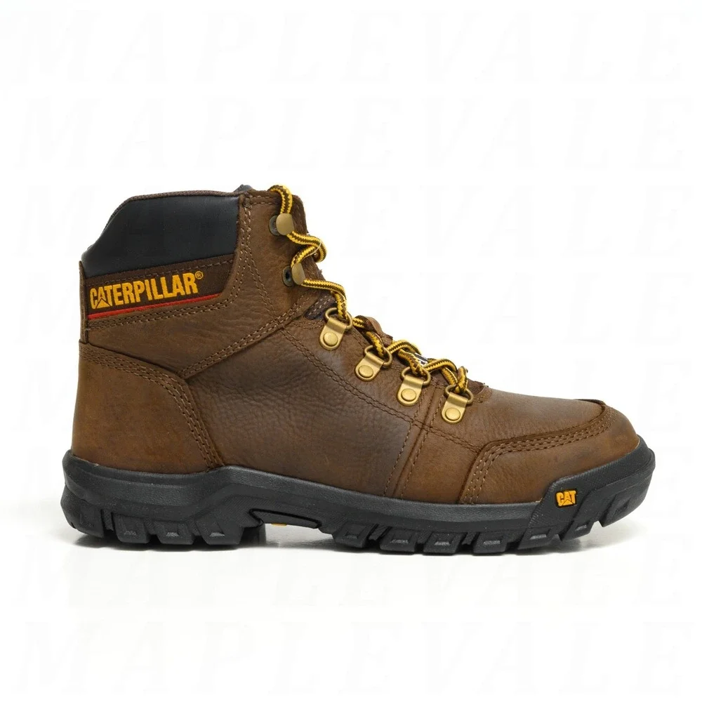 CAT Caterpillar Outline ST Steel Toe Work Boot Men's Sz 7 P90803 Seal Brown NEW